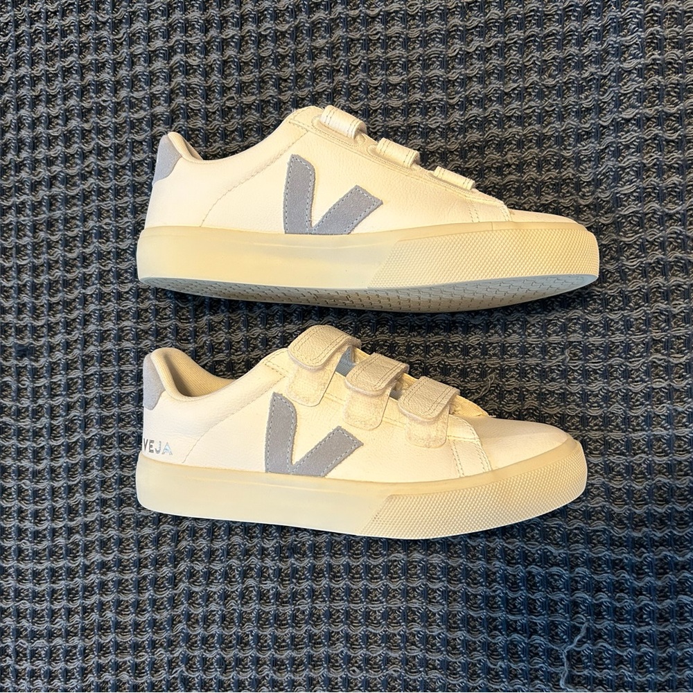 Veja Blue and White Velcro Sneakers